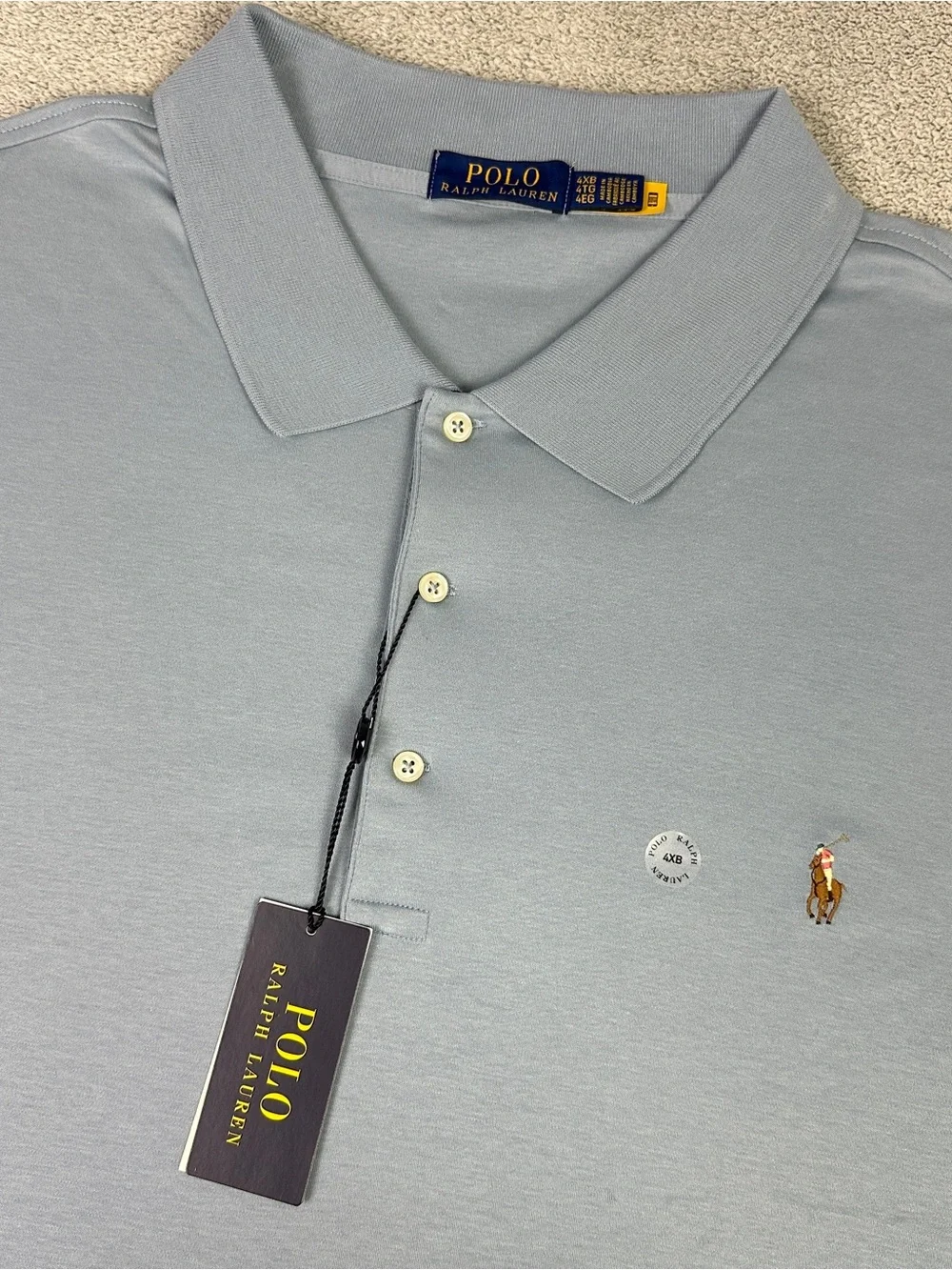 Polo Ralph Lauren Polo‎ Shirt Mens 4XB Blue Big & Tall Classic Pony Stretch NEW